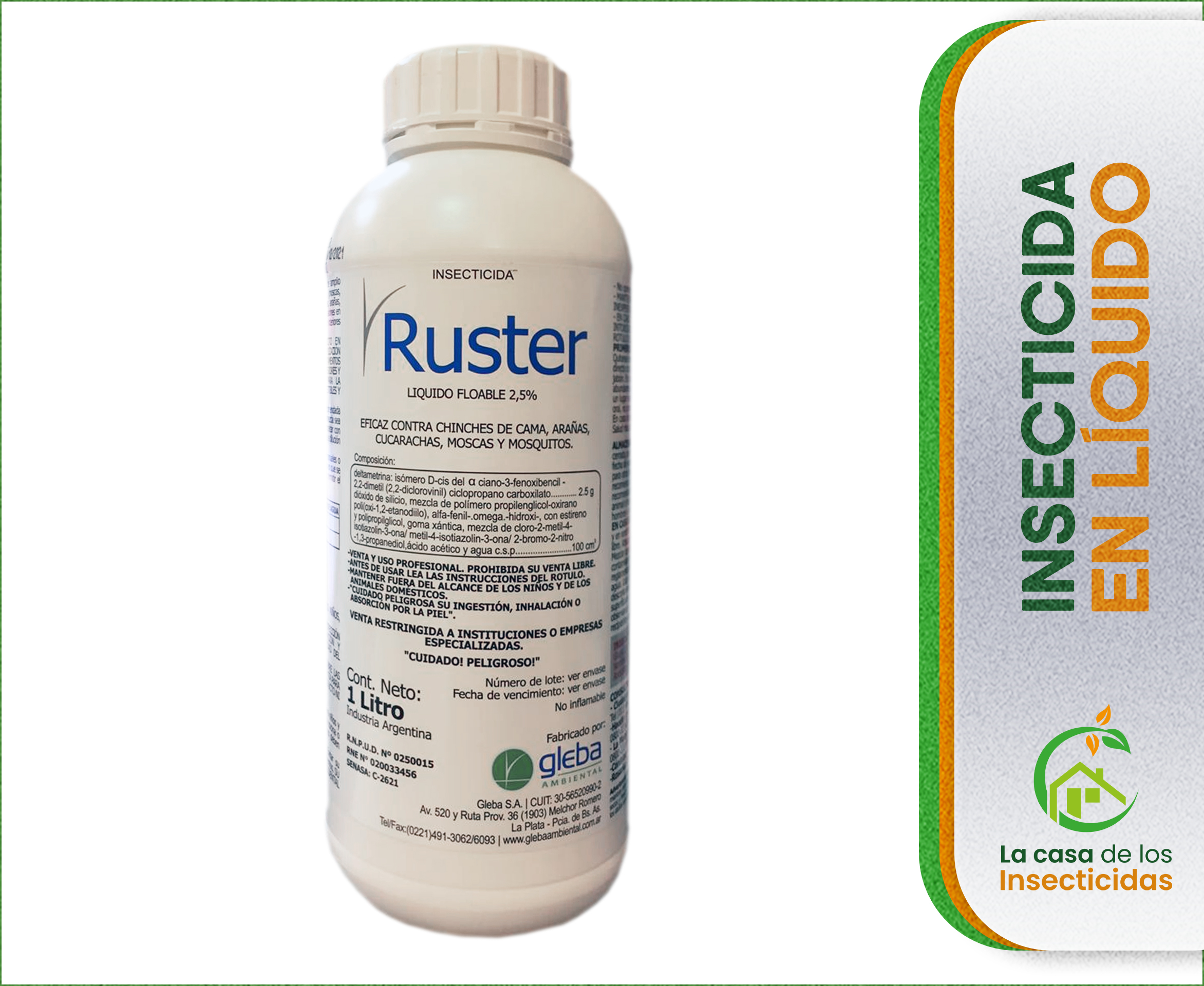 Ruster Insecticida Deltametrina control de plagas x 1 ltr